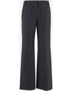 Off-White c/o Virgil Abloh Off Wool Blend Pinstripe Trousers - Blue