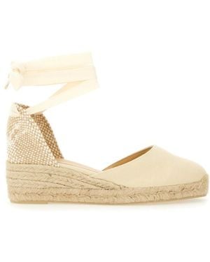 Castañer Ivory Ankle-Tie Espadrille Wedges - Natural