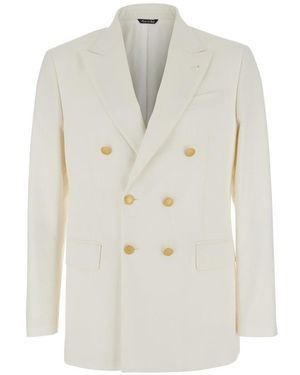 Reveres 1949 Double Breasted Blazer - White