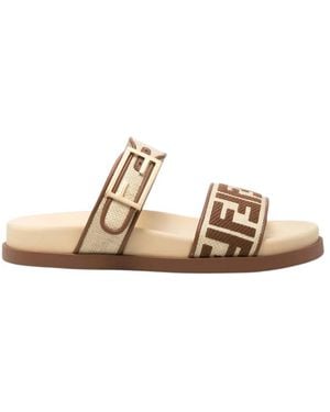 Fendi Logo Sandals - Metallic