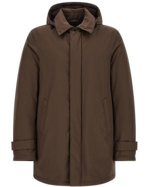 Herno Shirt Collar Parka Jacket - Brown