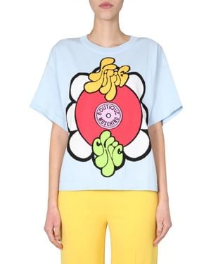 Moschino Graphic Crew Neck T-Shirt - Gray