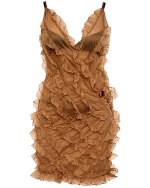 DSquared² Transparent V Neck Mini Dress - Brown