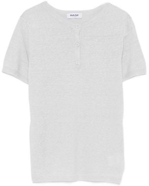 Base London Solid Henley T-Shirt - White
