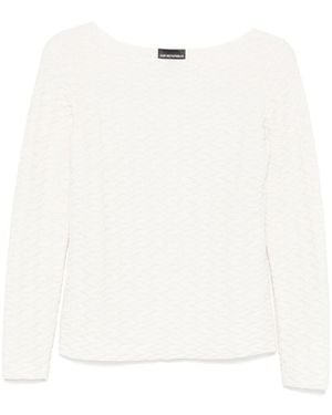 Emporio Armani Jacquard Boat-Neck Top - White