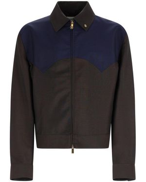Versace Dark Colour Block Jacket - Blue