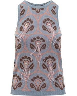 Etro Embellished Crew Neck Top - Gray