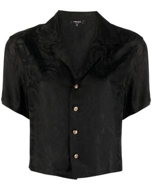 Versace Floral Shirt Collar Top - Black