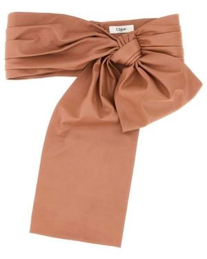 Chloé Bow Solid Tie Belt - Brown