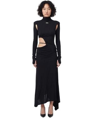 Off-White c/o Virgil Abloh Logo Turtle Neck Midi Dress - Black