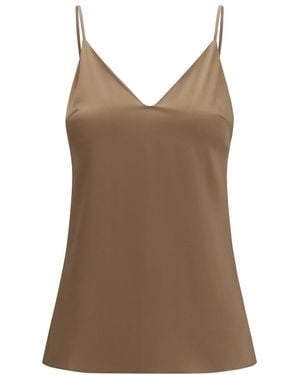 Brunello Cucinelli Solid V Neck Top - Brown