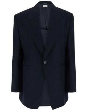 Saint Laurent Peaked Lapel Blazer - Blue