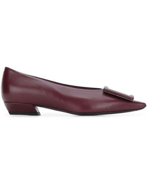Roger Vivier Burgundy Leather Ballet Flats - Purple