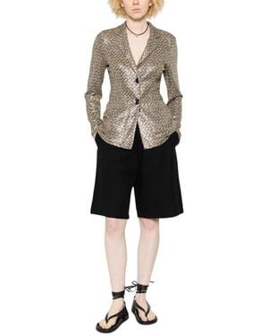 Siyu Geometric Notched Lapel Blazer - Brown
