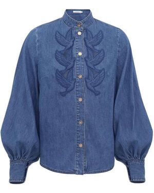 Zimmermann Regular Embroidered Shirt - Blue