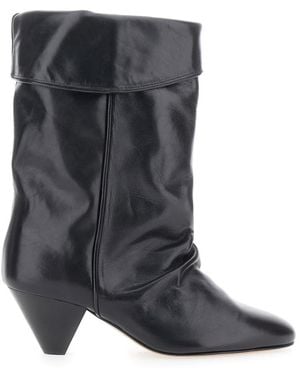 Isabel Marant 'Dalby' Ankle Boots With Cone Heel And Gathered Details - Gray