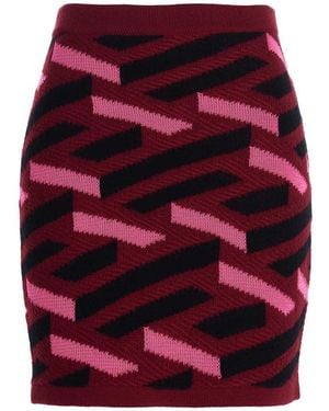 Versace Jacquard Mini Skirt - Red