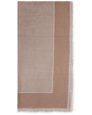 Saint Laurent Large Stripes Scarf - Brown