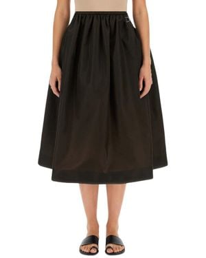 Miu Miu Solid Calf Length Skirt - Black