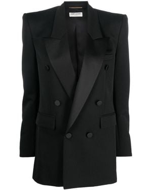 Saint Laurent Wool Double-Breasted Blazer - Black