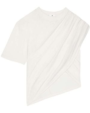 Courreges Crew Neck Asymmetric Logo T-Shirt - White