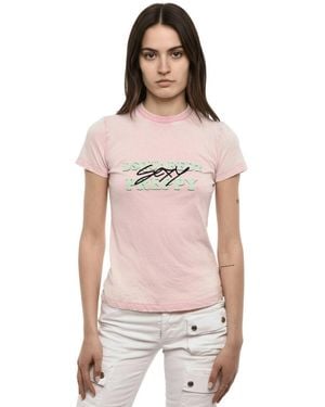 DSquared² Graphic Crew Neck T-Shirt - Pink