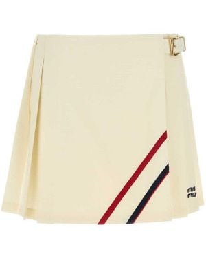 Miu Miu Natural Pleated Mini-Skirt