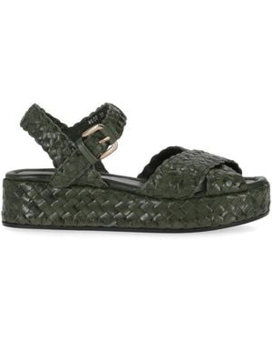 LA ROSE Dark Leather Sandals - Green