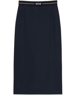 MSGM Fitted Midi Skirt With Comfort Waistband - Blue