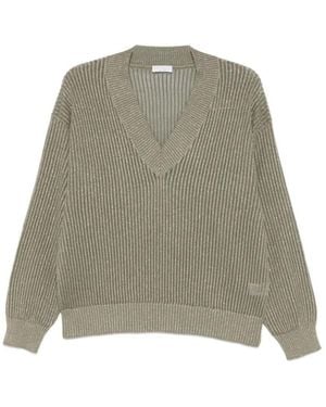 Brunello Cucinelli Knitted V Neck Sweater - Green