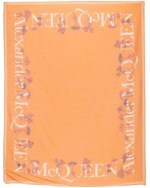 McQueen Mushroom Logo Printed Scarf - Orange