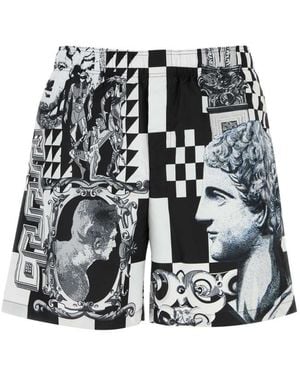 Versace Printed Swim Shorts - Black