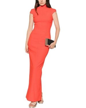 Solace London Mock Collar Maxi Dress - Red