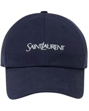 Saint Laurent Logo Baseball Cap - Blue