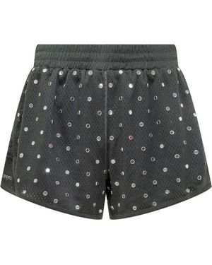 Pinko Mini Strass-Embellished Fashion Shorts - Grey