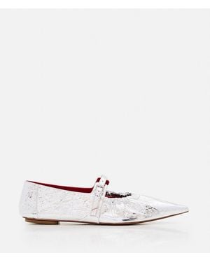 Plan C Leather Ballet Flats - White