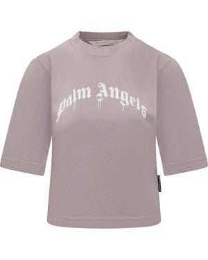 Palm Angels Logo Crew Neck T-Shirt - Purple