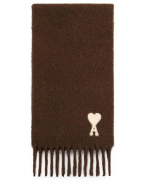 Ami Paris Logo Scarf - Brown