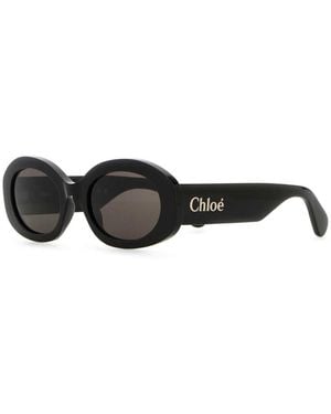 Chloé Acetate Round Frame Sunglasses - Black