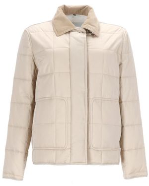 Fay Quilted Shirt Collar Jacket - Natural