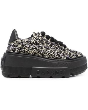 Casadei Lace-Up Sneakers - Black