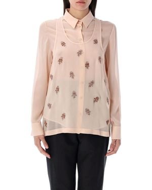 Fendi Double Layer Shirt With Embroidered Top - Pink