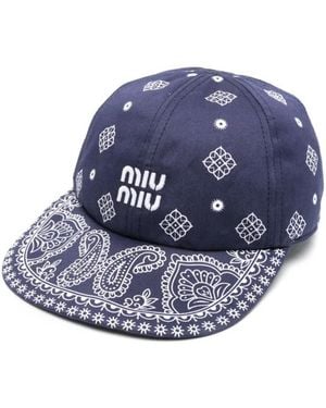 Miu Miu Drill Printed Baseball Hat - Blue