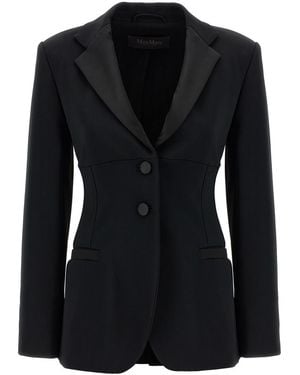 Max Mara Solid Shawl Lapel Blazer - Black