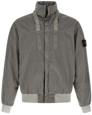 Stone Island Solid Logo Jacket - Gray