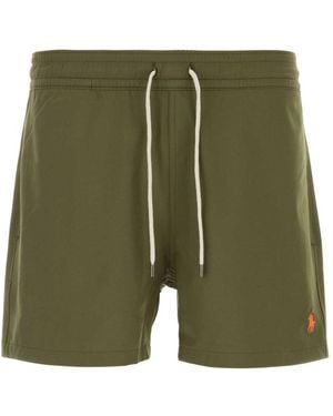 Polo Ralph Lauren Army Green Stretch Polyester Swimming Shorts