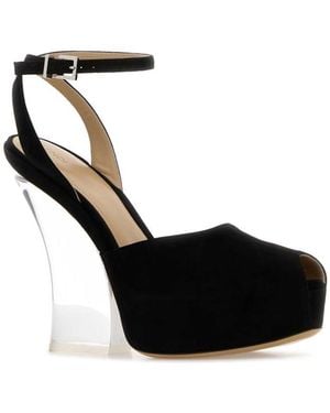 Fendi Suede Ankle-Strap Heels - Black