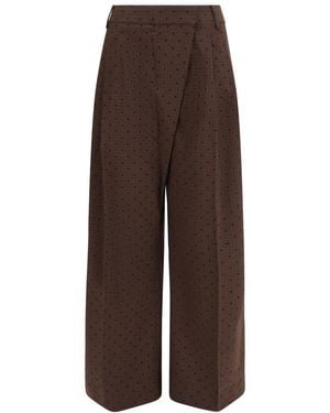 Ganni Loose Flat Front Pants - Brown