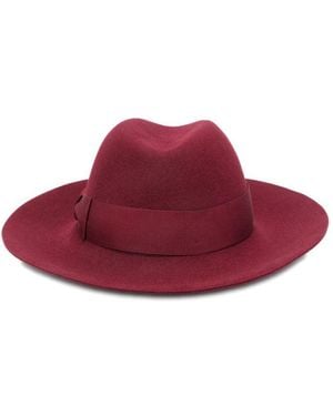 Borsalino Claudette Solid Fedora Hat - Red