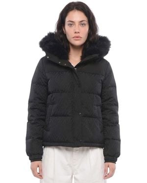 Yves Salomon Logo Hood Jacket - Black